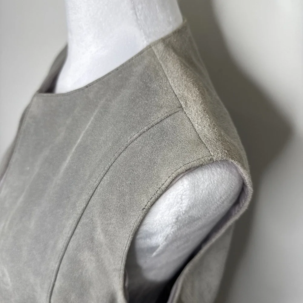 Vintage 70s Leather Suede Vest Womens Large Gray Western Pockets Equestrian‎ L
